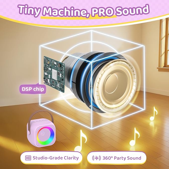 Karaoke Machine for Kids, Toys for 3-12 Years Old Girls Gifts, Kids Karaoke Microphone Machine Toy, Best Fun Christmas Birthday Gifts for 5 6 7 8 9 10 11 Years Teens Girl Boys Purple 2 Mic-BubblyBeeBaby