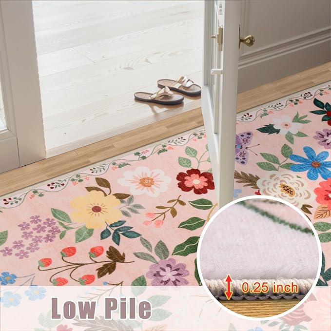 10x12 Area Rugs for Living Room: Floral Washable Rug Vintage Large Soft Boho Non-Slip Carpet Stain Resistant Low Pile Carpets for Bedroom Dining Room Farmhouse Nursery Hallway Home Office Beige-BubblyBeeBaby