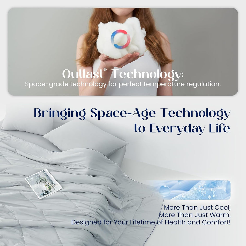Dream Valley® Outlast® Deepsleep Cooling Comforter, Throw Size, NASA-Grade Space Technology Cooling Blanket for Hot Sleepers Night Sweats, Q-Max > 0.45 Aerocool™ Breathable, Lavender Fog, 60"x80"
