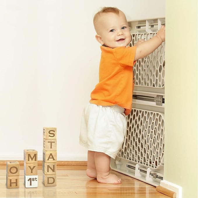 I'm Solid Wood Baby ABC Alphabet Milestone Age Blocks, Personalized Own Name, Gender Neutral, Newborn Gifts & Keepsakes for Picture Props (1.4" / 16 Pcs/Brown)-BubblyBeeBaby