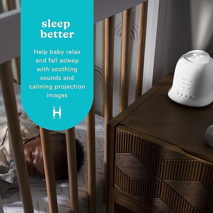 Homedics Sound Machine and Projector with 6 Soothing Sleep Sounds for Your Baby and Kids and Tilt Projector with 9 Images to Help Your Kids Fall Asleep-BubblyBeeBaby