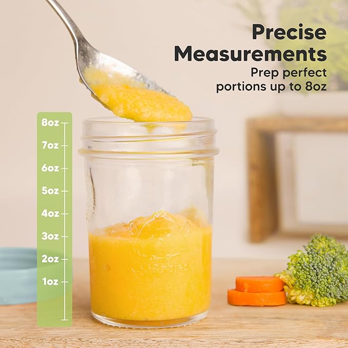 KeaBabies 4pk 8oz Glass Baby Food Containers with Lids - Leak-Proof, Microwavable Small Glass Jars, Baby Purees & Toddler Snack Storage Containers, BPA-Free, Dishwasher & Freezer Safe (Musk Dusk)-BubblyBeeBaby