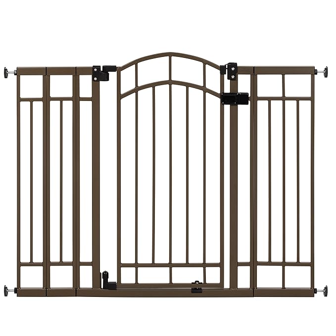 Ingenuity Decorative Extra Tall Baby Gate & Dog Gate, 28.5"-48" Wide, 36" Tall, Hardware or Pressure Mounted, Install on Top or Bottom of Stairs, Banister, or Doorway - Bronze-BubblyBeeBaby