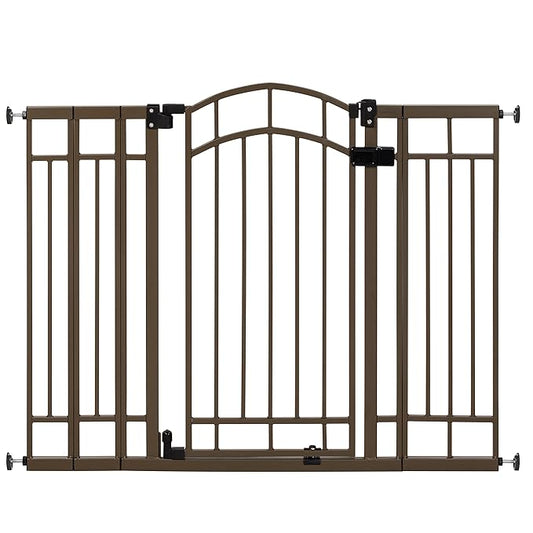 Ingenuity Decorative Extra Tall Baby Gate & Dog Gate, 28.5"-48" Wide, 36" Tall, Hardware or Pressure Mounted, Install on Top or Bottom of Stairs, Banister, or Doorway - Bronze-BubblyBeeBaby