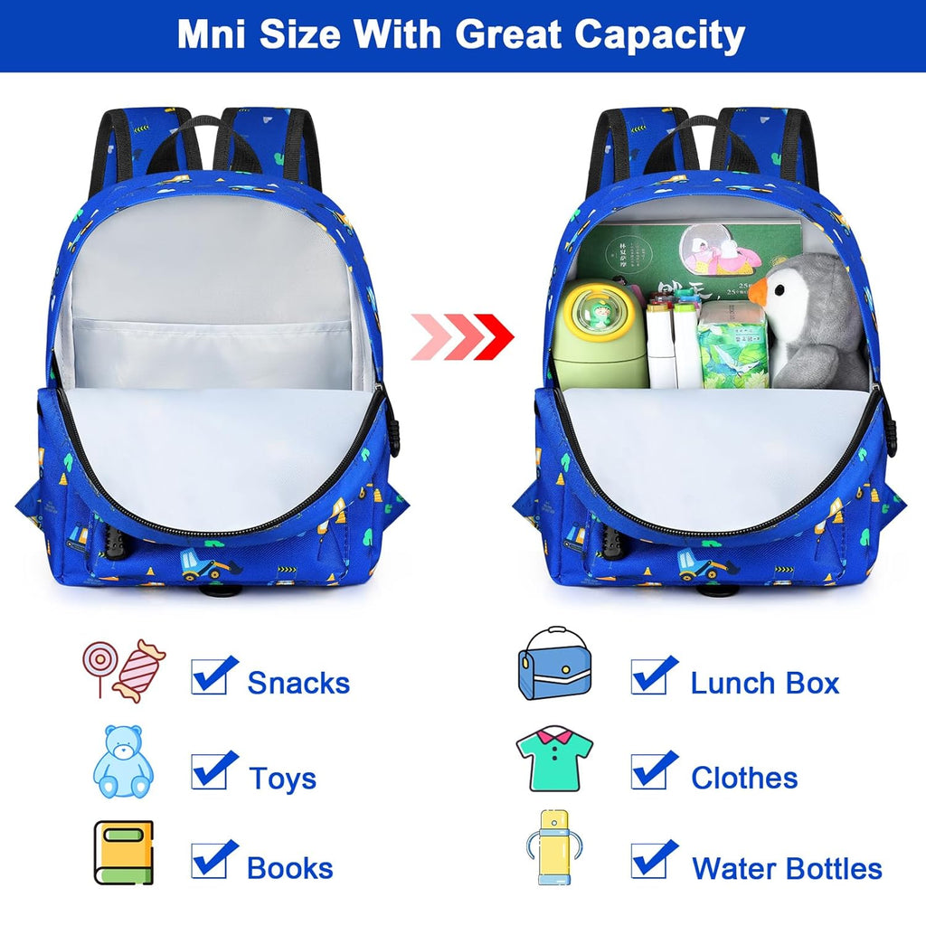 Accmor Toddler Backpack Leash, Mini Child Backpack with Anti Lost Wrist Link, Cute Kids Backpack Leash Walking Harness for Outdoor Travel, Small Excavator Backpack Tether for Baby Boys Girls Ages 1-3