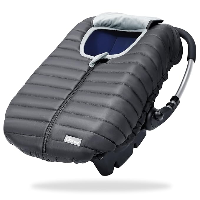 Orzbow Winter Carseat Cover for Baby, Baby Car Seat Cover for Boys & Girls, Warm Infant Car Seat Covers for Cold Weather, Rain & Snow Repellent, Waterproof, Universal Fit, Newborn Must Have, Dark Grey-BubblyBeeBaby