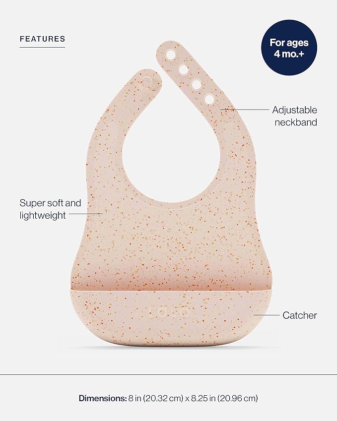 Lalo The Bib - Waterproof, Non-Toxic Silicone Baby Bib with Adjustable Neck Band & Silicone Food Pouch Catcher, Set of 2-BubblyBeeBaby
