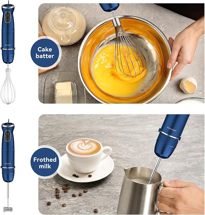 Immersion Blender Handheld 5 in 1 Hand Blender, 1000W Hand Mixer Stick, BPA-Free 12 Speed Handheld Blender 304 Stainless, Beaker, Chopper, Whisk and Milk Frother, Soup, Smoothies, Baby Food, Sauce-BubblyBeeBaby