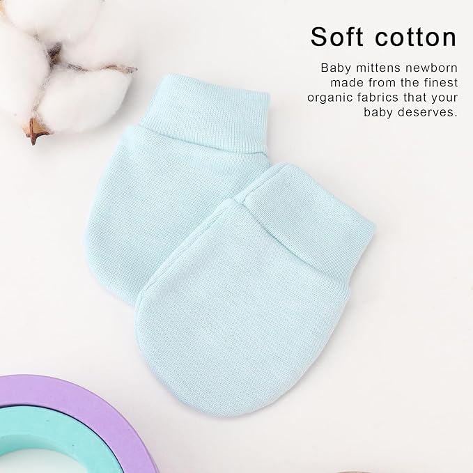 BQUBO 6 Pairs Newborn Baby Boys Girls Mittens 0-6 Months Unisex-Baby Infant Mittens Elastic No Scratch Wrist Gloves-BubblyBeeBaby