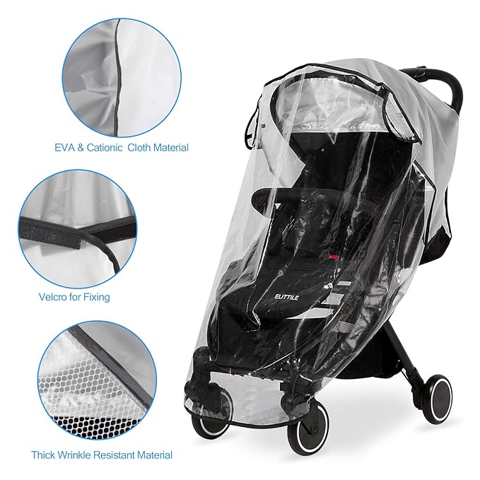 Clear Stroller Rain Cover, Universal Travel Weather Shield Breathable Baby Stroller Rain Cover for Windproof, Waterproof, Protect from Sun Dust Snow-BubblyBeeBaby