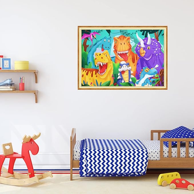 Jumbo Floor Puzzle for Kids Dinosaur Jigsaw Large Puzzles 48 Piece Ages 3-6 for Toddler Children Learning Preschool Educational Intellectual Development Toys 4-8 Years Old Easter Gift for Boy and Girl-BubblyBeeBaby