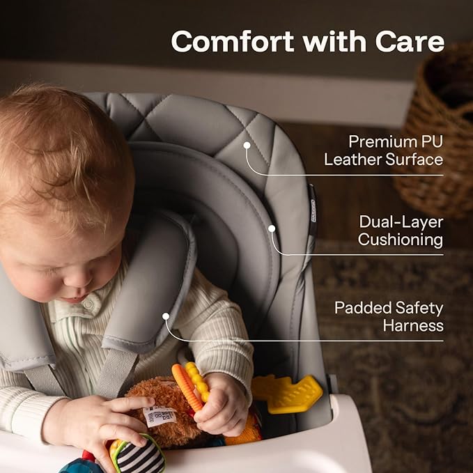 HARPPA 6 in 1 Baby High Chair, Convertible Infant Feeding Chair for Babies & Toddlers Table, Dining Booster Seat with Removable Tray, Grey-BubblyBeeBaby