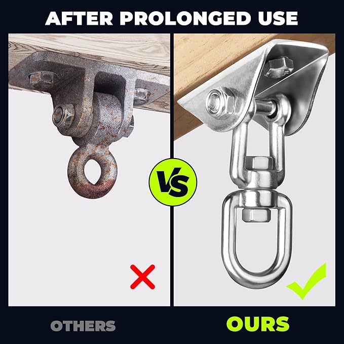 Heavy Duty Swing Hangers for Wooden Sets 2000 LB Capacity Hammock Hanger 360 Swivel Stainless Steel Swing Hardware Accessories 2 Packs for Porch Playground Yoga Heavy Bag-BubblyBeeBaby