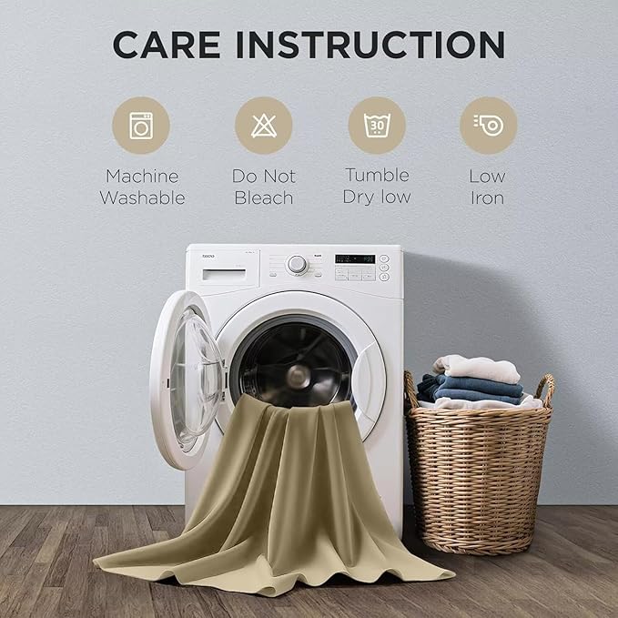 Joydeco Blackout Curtains 108 Inches Long, Thermal Insulated Black Out Curtains 2 Panels Set, Room Darkening Drapes for Living Room Window Rod Pocket Back Tab (W52 x L108 Inch, Beige)-BubblyBeeBaby