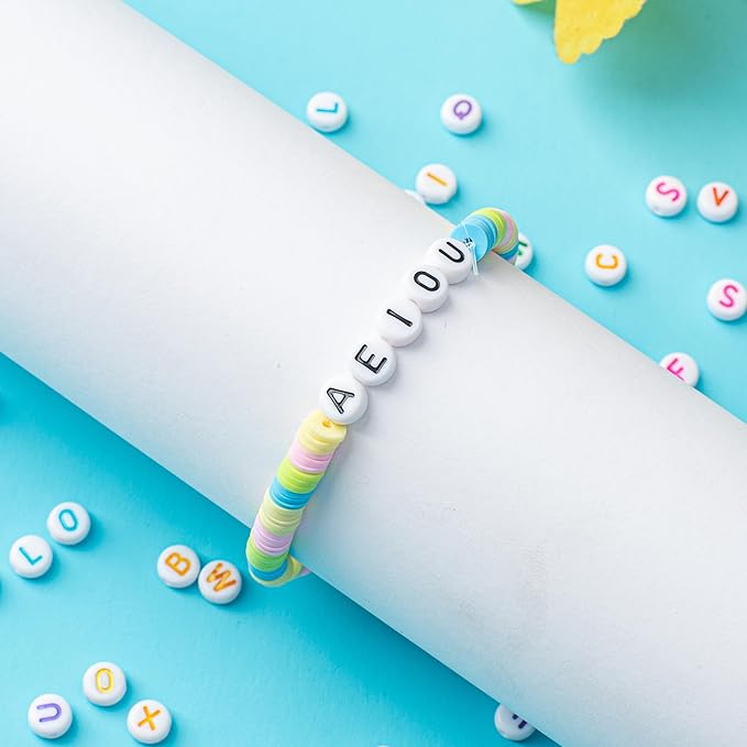 1400pcs Letter Beads, 6x6 mm Acrylic Alphabet Beads, Beads for Jewelry and Bracelet Making, in 28 Grid Box (White and Colorful)-BubblyBeeBaby