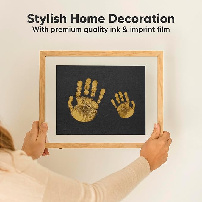 1-Pack Inkless Baby Hand and Footprint Kit - Mess Free Ink Pad for Newborn Keepsake, Dog Nose & Paw Print Kit, Clean Touch Ink Pad for Baby Hand & Footprints, Ideal New Mom Gifts (Gold, Jumbo)-BubblyBeeBaby