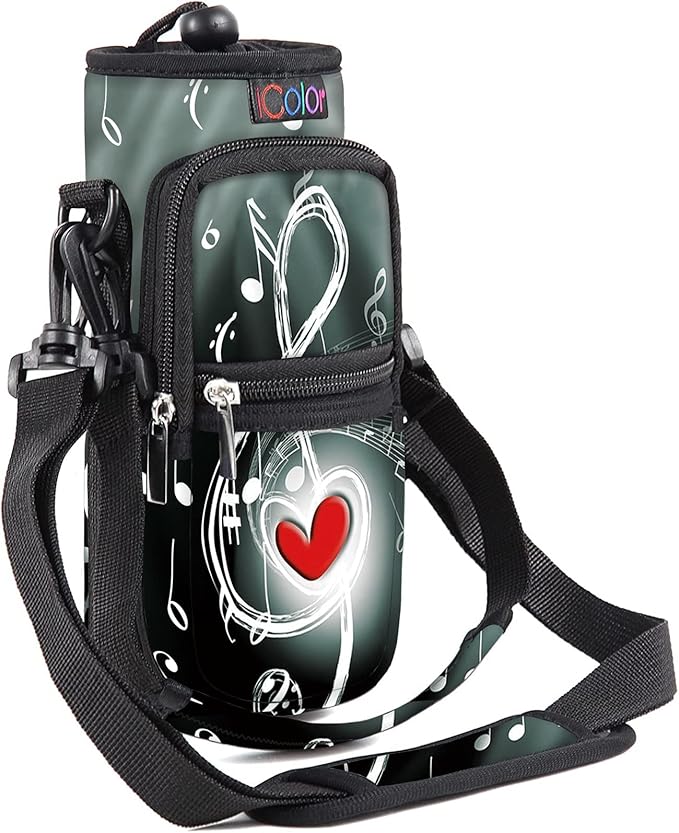 icolor Water Bottle Carrier Bag with Strap 25/32/40 oz Crossbody Bottle Holder with Phone Pocket Sling Sleeve Insulated Neoprene Water Bottle Pouch for Walking Travelling-BubblyBeeBaby