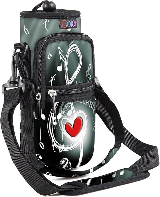 icolor Water Bottle Carrier Bag with Strap 25/32/40 oz Crossbody Bottle Holder with Phone Pocket Sling Sleeve Insulated Neoprene Water Bottle Pouch for Walking Travelling-BubblyBeeBaby