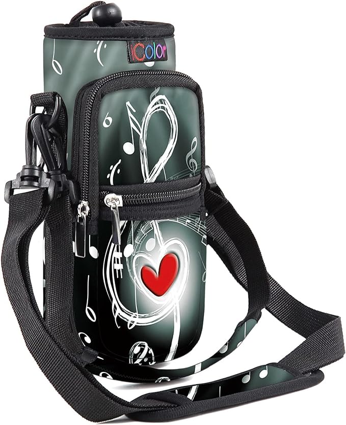 icolor Water Bottle Carrier Bag with Strap 25/32/40 oz Crossbody Bottle Holder with Phone Pocket Sling Sleeve Insulated Neoprene Water Bottle Pouch for Walking Travelling-BubblyBeeBaby