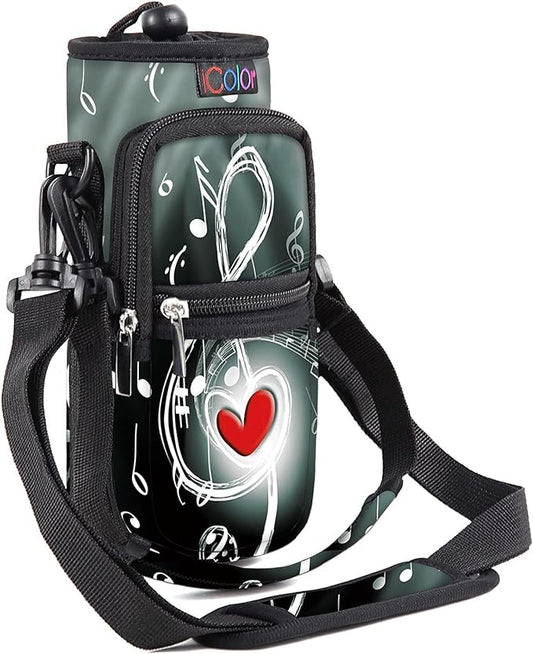 icolor Water Bottle Carrier Bag with Strap 25/32/40 oz Crossbody Bottle Holder with Phone Pocket Sling Sleeve Insulated Neoprene Water Bottle Pouch for Walking Travelling-BubblyBeeBaby