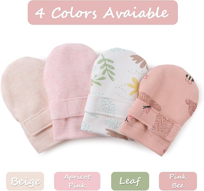 Newborn Baby Mittens Infant No Scratch Gloves Cotton Mitts for Baby Girls Boys-BubblyBeeBaby