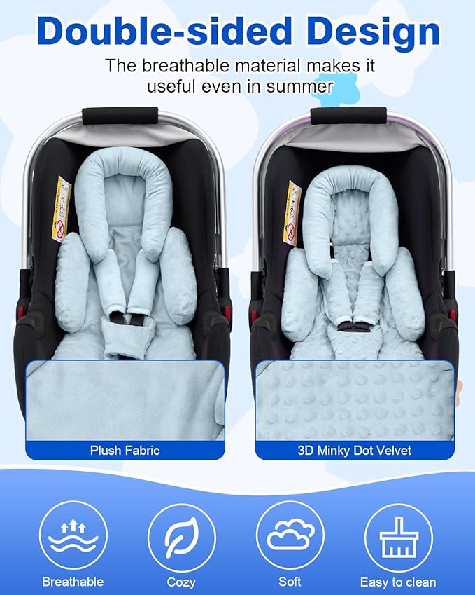 Infant Insert Compatible with Mamaroo Swing & Graco Swing, Thickened Baby Car Seat Head Support with Shoulder Covers, Breathable Newborn Car Seat Insert for Preemie to Toddler-BubblyBeeBaby