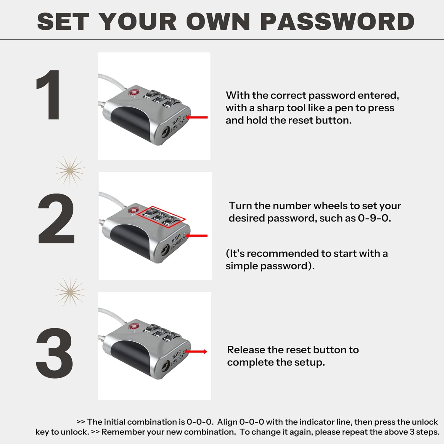 TSA Approved Locks for Luggage, Small Combo Lock with Code, Travel Padlock with Cable, TSA 007 Lock for Suitcase, Locker, Gym, Cabinet, Gun Case, Backpack, Zipper Locks for Travel (Blue)