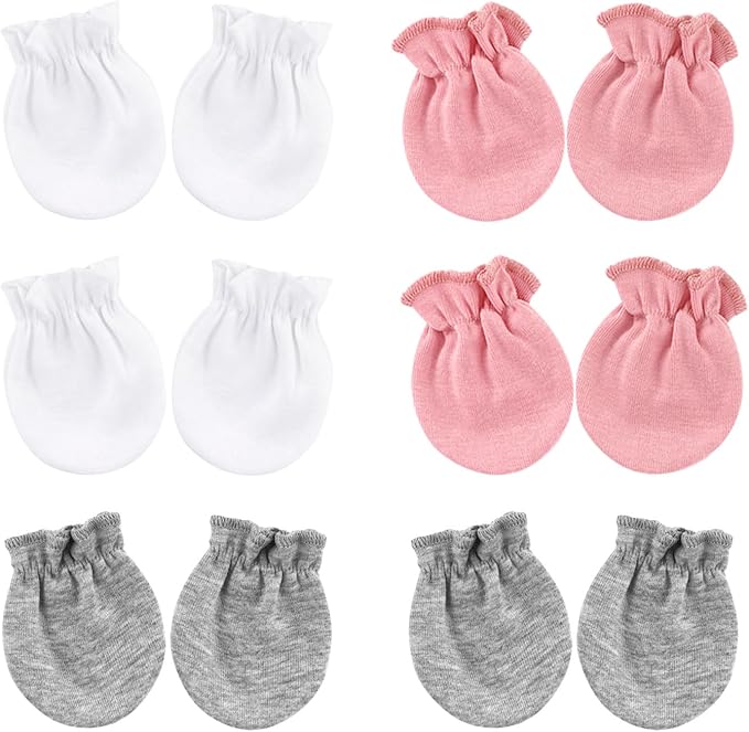 BQUBO Newborn Infant Toddler Mittens No Scratch Cotton Elastic Wrist Gloves Hypoallergenic for 0-6 Months Baby Boys Girls-BubblyBeeBaby