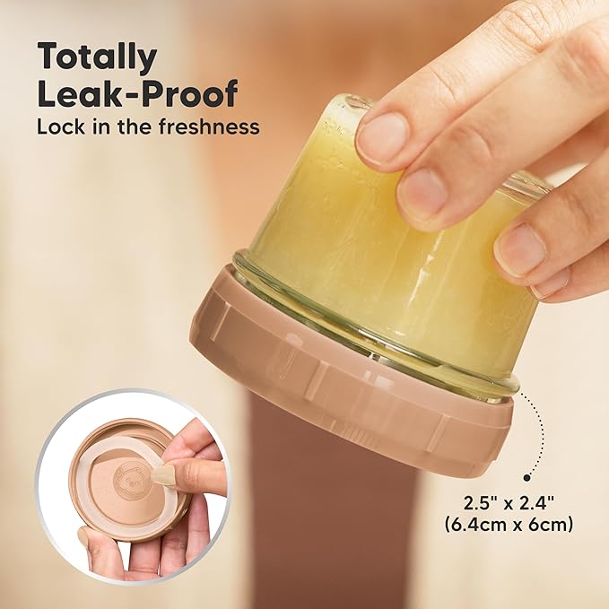 KeaBabies 12pk 4oz Glass Baby Food Containers with Lids - Leak-Proof, Microwavable Small Glass Jars, Baby Purees & Toddler Snack Storage Containers, BPA-Free, Dishwasher & Freezer Safe (Terracotta)-BubblyBeeBaby