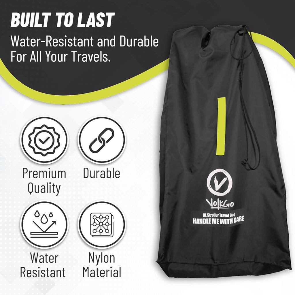 V VOLKGO Super Extra Large Stroller Bag for Airplane with Padded Backpack Shoulder Straps, Double Stroller Cover for Air Travel, Jogger & Carrier - Fits All, Gate Check Bag, Waterproof Travel Cover.