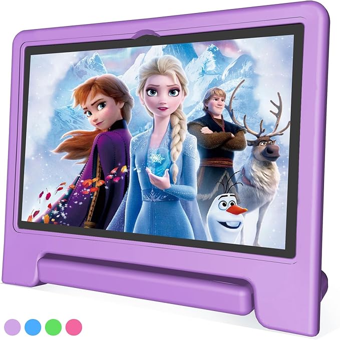 JREN Tablet for Kids｜10 Inch Kids Tablet Android 14｜Octa-core｜64GB｜WiFi ｜Bluetooth｜Parental Control｜Children Content｜Children Toddler Purple-BubblyBeeBaby
