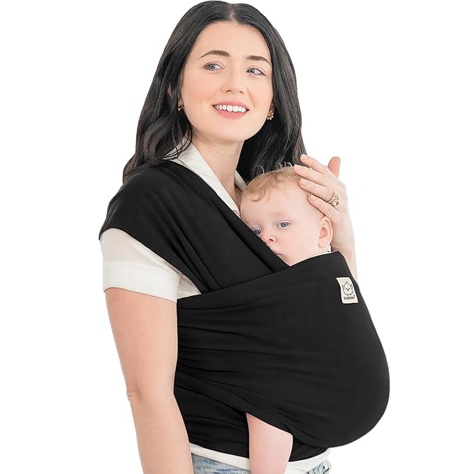 KeaBabies Baby Wrap Carrier - All in 1 Original Baby Carrier Newborn to Toddler Sling, Easy to Wear, Hands Free Bonding, Lightweight, Breathable Infant Wraps (Trendy Black)-BubblyBeeBaby