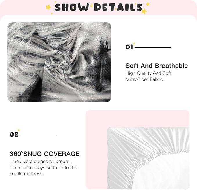 Highland Cow Crib Sheets for Boys and Girls, Fitted Baby Crib Sheets Soft and Breathable Mini Crib Sheets 52 X 28 Inches-BubblyBeeBaby