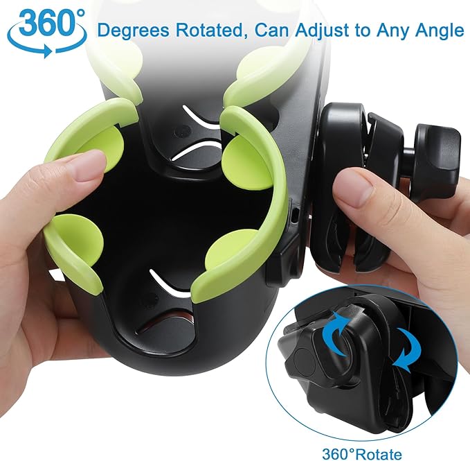 Accmor Stroller Cup Holder with Phone Holder, Bike Cup Holder, Universal Cup Holder for Uppababy Nuna Doona Strollers, 2-in-1 Cup Phone Holder for Stroller, Bike, Wheelchair, Walker, Scooter-BubblyBeeBaby