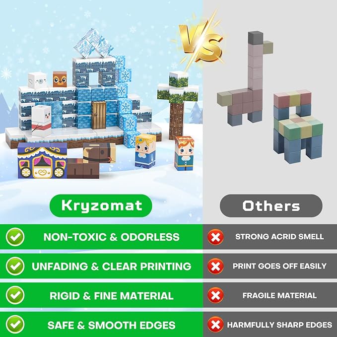 100PCS Magnetic Blocks, Magnet Building Blocks for Kids Age 4-8, Magnetic Cubes Sets for Frozen Princess Castle Build, Magnet Cubes Tiles Toys for Girls Age 3+ Years Old Birthday Gift-BubblyBeeBaby