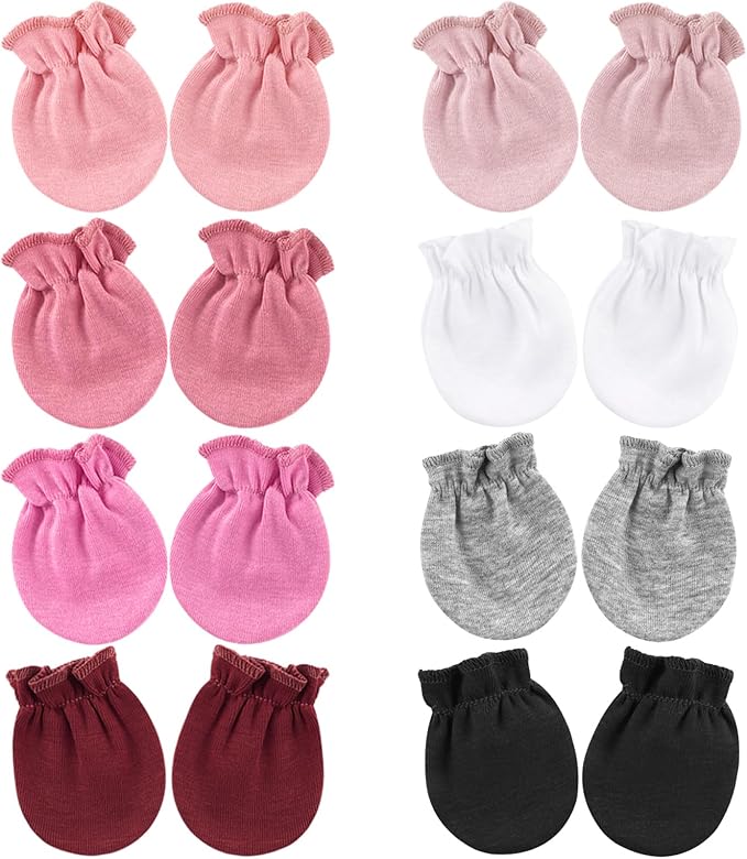 BQUBO Newborn Infant Toddler Mittens No Scratch Cotton Elastic Wrist Gloves Hypoallergenic for 0-6 Months Baby Boys Girls-BubblyBeeBaby