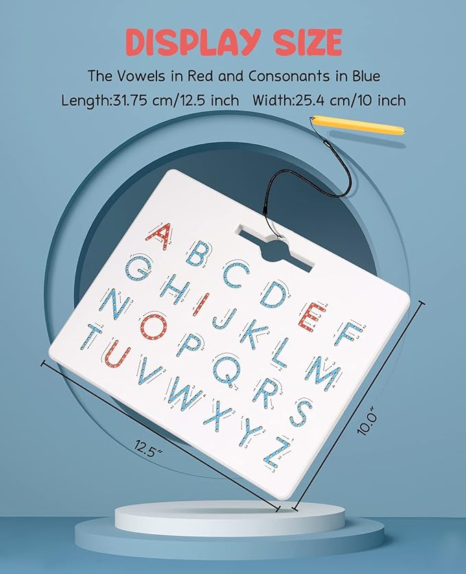 GAMENOTE Double Sided Magnetic Letter Board - 2 in 1 Alphabet Magnets Tracing Board for Toddlers ABC Letters Uppercase & Lowercase Practicing Learning Education Toys-BubblyBeeBaby