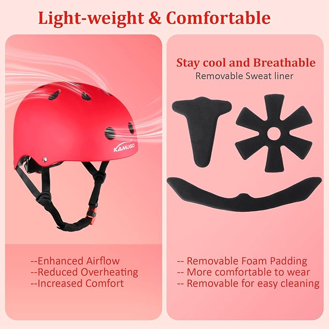KAMUGO Kids Adjustable Helmet, with Sports Protective Gear Set Knee Elbow Wrist Pads for Toddler Age 2-8 Boys Girls, Bike Skateboard Hoverboard Scooter Rollerblading Helmet Set-BubblyBeeBaby