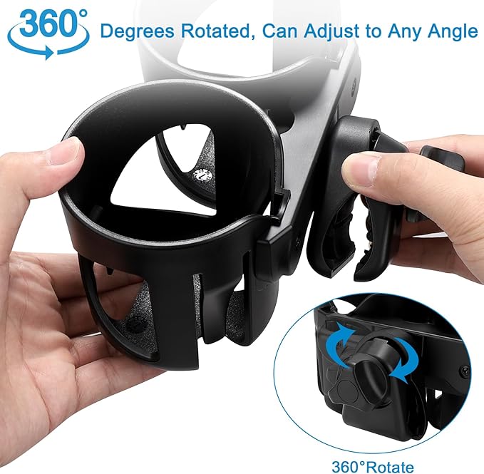 Accmor Universal Cup Holder, Stroller Cup Holder, 360° Rotatable Large Caliber Designed Bottle Holder for Stroller, Bike, Wheelchair, Walker, Scooter-BubblyBeeBaby