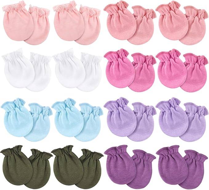 Newborn Baby Mittens No Scratch Cotton Elastic Wrist Gloves Infant Toddler Mittens for Baby Boy Girl 0-6 Months-BubblyBeeBaby
