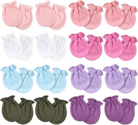Newborn Baby Mittens No Scratch Cotton Elastic Wrist Gloves Infant Toddler Mittens for Baby Boy Girl 0-6 Months-BubblyBeeBaby