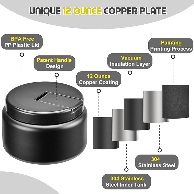 13.5oz Soup Thermo for Hot Food Kids with Buckle Lid Insulated Vacuum Food Jar Wide Mouth Leakproof Stainless Steel Lunch Container (Black)-BubblyBeeBaby