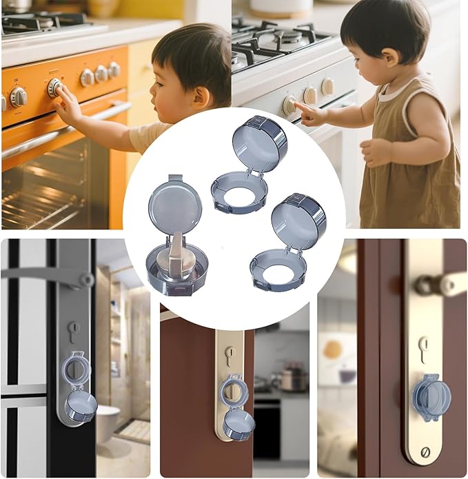 2 Pack Deadbolt Child Safety Lock Cover, Child Proof Door Knob Cover, Large Size Door Safety Deadbolt Lock for Kids, 2.76 * 2.14"-BubblyBeeBaby