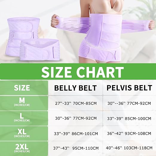 2 in 1 Postpartum Belly Band Wrap Purple, C-Section Support Belt XX-Large, Post Partum Support Recovery Waist/Pelvis Belt, Hysterectomy Belly Band Binder Girdle Stomach-BubblyBeeBaby