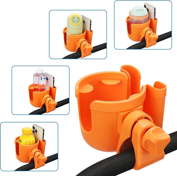 Accmor Stroller Cup Holder with Phone Holder, Bike Cup Holder, Universal Cup Holder for Uppababy Nuna Doona Strollers, 2-in-1 Cup Phone Holder for Stroller, Bike, Wheelchair, Walker, Scooter-BubblyBeeBaby