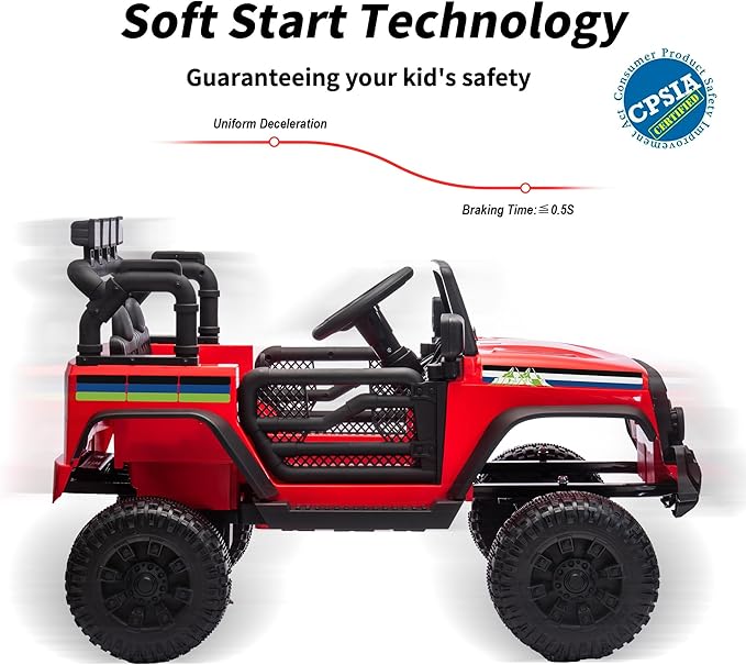 24V Kids Ride on Car, Kids Electric Vehicles Car Ride on Toy Truck for Toddlers w/Remote Control, 400W Motor - Red-BubblyBeeBaby