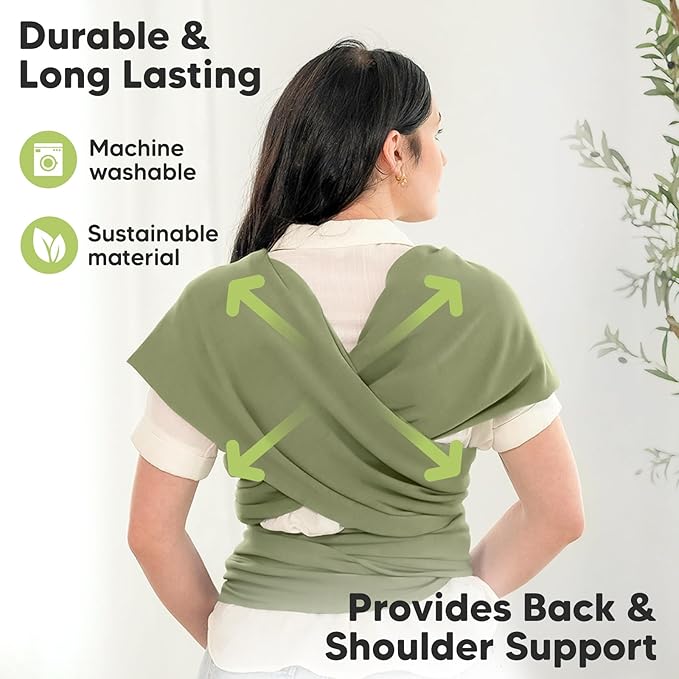 KeaBabies Baby Wrap Carrier - All in 1 Original Baby Carrier Newborn to Toddler Sling, Easy to Wear, Hands Free Bonding, Lightweight, Breathable Infant Wraps (Dusty Olive)-BubblyBeeBaby