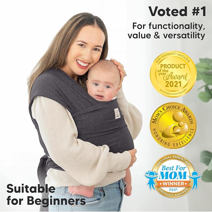 KeaBabies Baby Wrap Carrier - All in 1 Original Baby Carrier Newborn to Toddler Sling, Easy to Wear, Hands Free Bonding, Lightweight, Breathable Infant Wraps (Mystic Gray)-BubblyBeeBaby