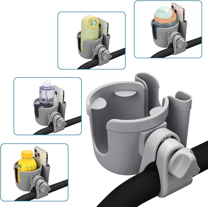 Accmor Stroller Cup Holder with Phone Holder, Bike Cup Holder, Universal Cup Holder for Uppababy Nuna Doona Strollers, 2-in-1 Cup Phone Holder for Stroller, Bike, Wheelchair, Walker, Scooter-BubblyBeeBaby