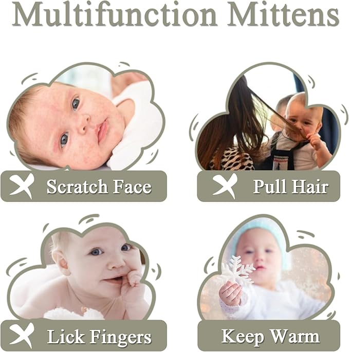 Zsedrut No Scratch Baby Mittens Toddler Infant Fleece Lined Gloves Winter Warm Mitten for Baby Boys Girls-BubblyBeeBaby